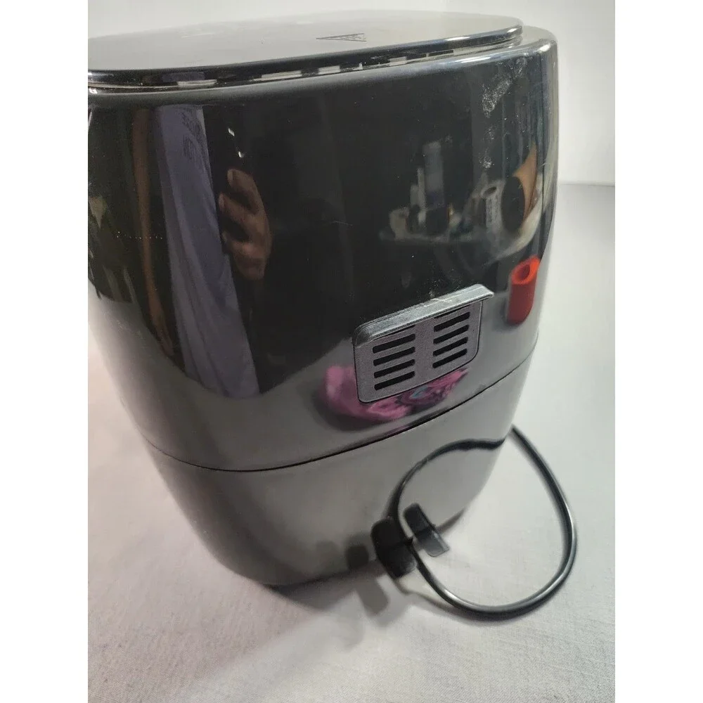 Black & Gold Compact Electric Air Fryer Removable Basket Countertop Kitchen...